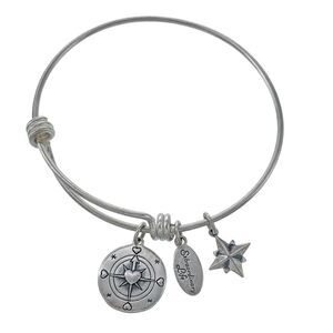 Footnotes Sterling Silver 925 Go Confidently Quote Charm Slide Bracelet 7.5"